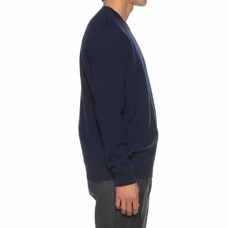 BARNEYS NEW YORK ダブルフェイスクルーネックニットプルオーバー NAVY