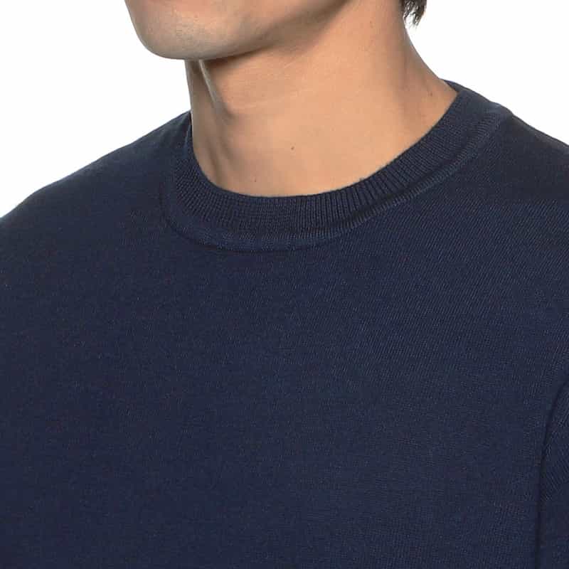 BARNEYS NEW YORK ダブルフェイスクルーネックニットプルオーバー NAVY