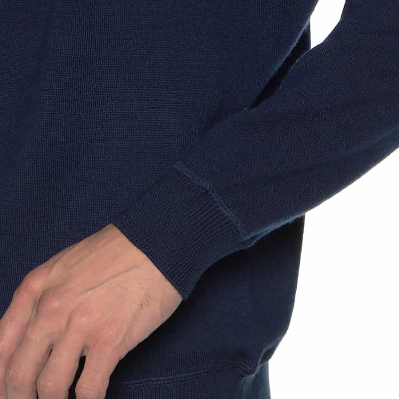 BARNEYS NEW YORK ダブルフェイスクルーネックニットプルオーバー NAVY