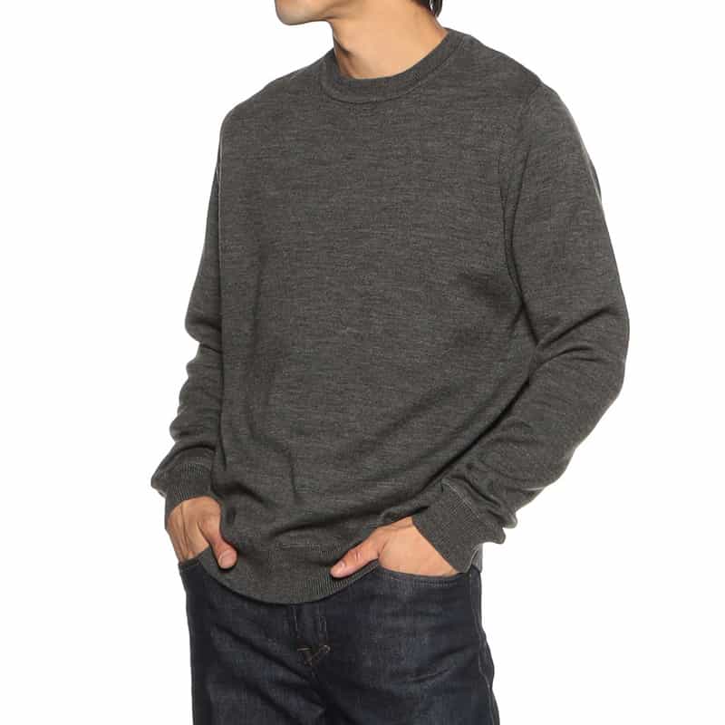 BARNEYS NEW YORK ダブルフェイスクルーネックニットプルオーバー GRAY