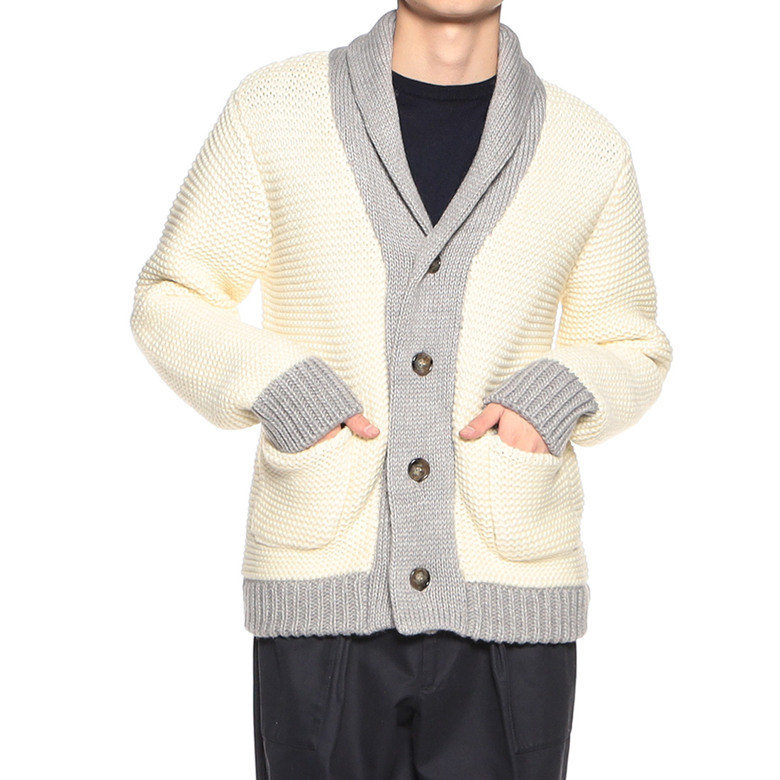 ショールカラーニットカーディガン