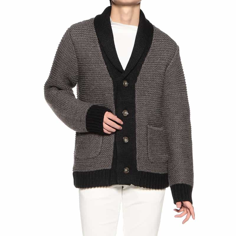 BARNEYS NEW YORK ショールカラーニットカーディガン GRAY