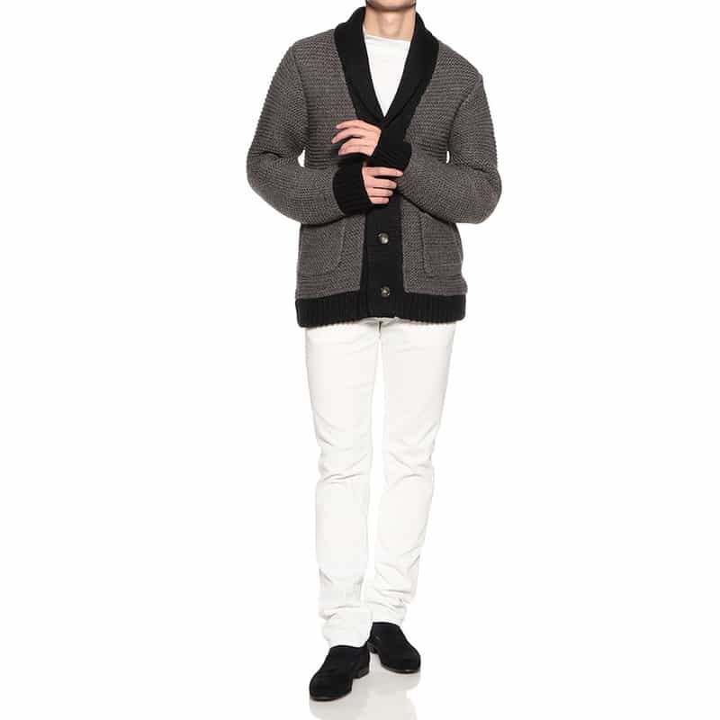 BARNEYS NEW YORK ショールカラーニットカーディガン GRAY