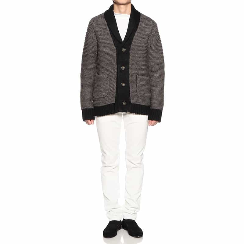 BARNEYS NEW YORK ショールカラーニットカーディガン GRAY