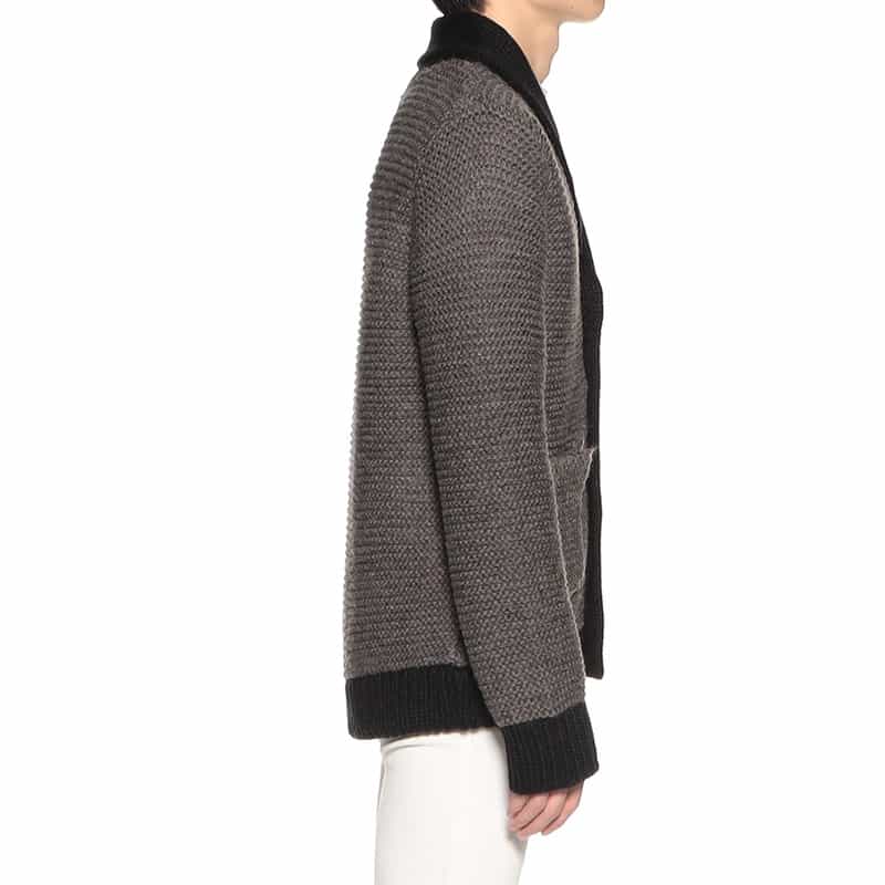 BARNEYS NEW YORK ショールカラーニットカーディガン GRAY