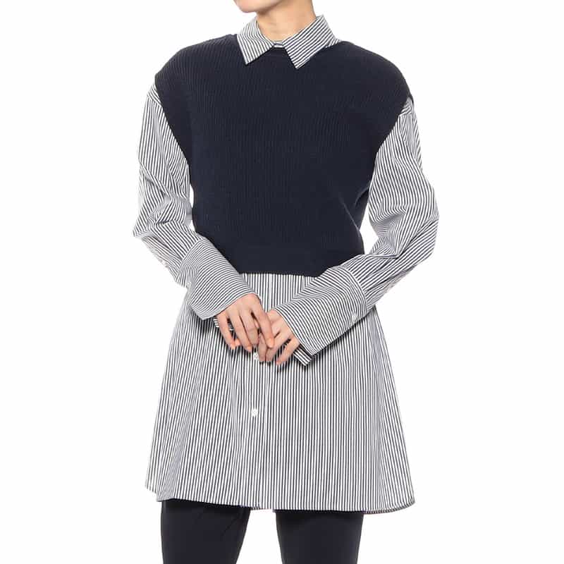 BARNEYS NEW YORK 2WAYレイヤードニットベスト NAVY