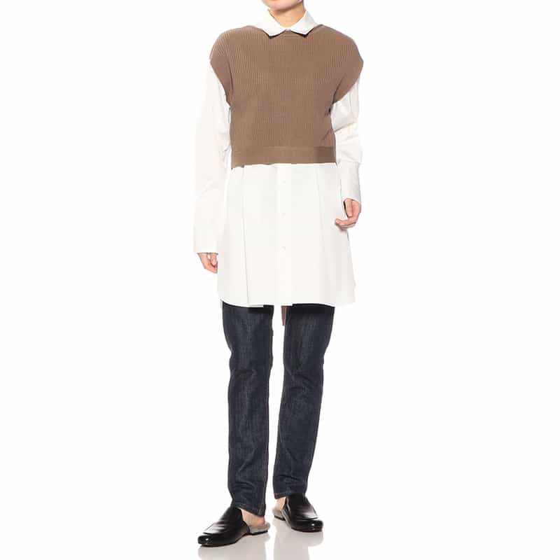 BARNEYS NEW YORK 2WAYレイヤードニットベスト BROWN