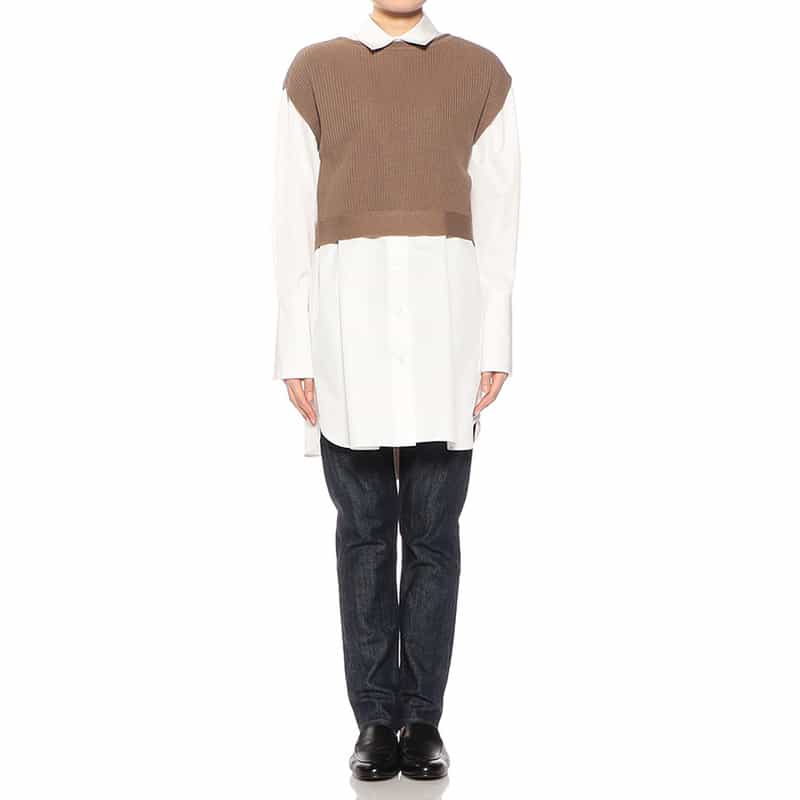 BARNEYS NEW YORK 2WAYレイヤードニットベスト BROWN