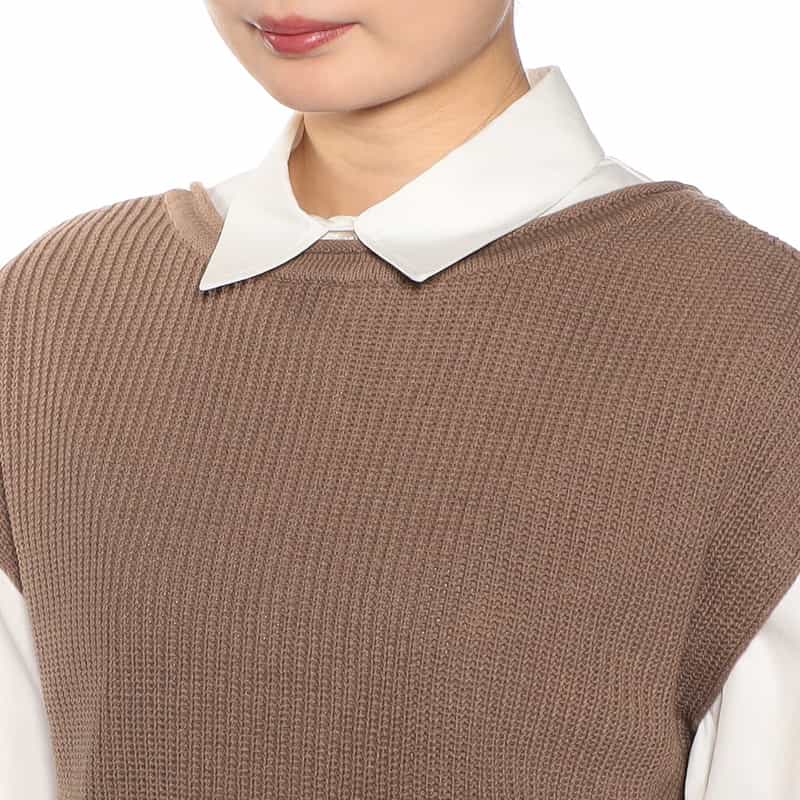 BARNEYS NEW YORK 2WAYレイヤードニットベスト BROWN