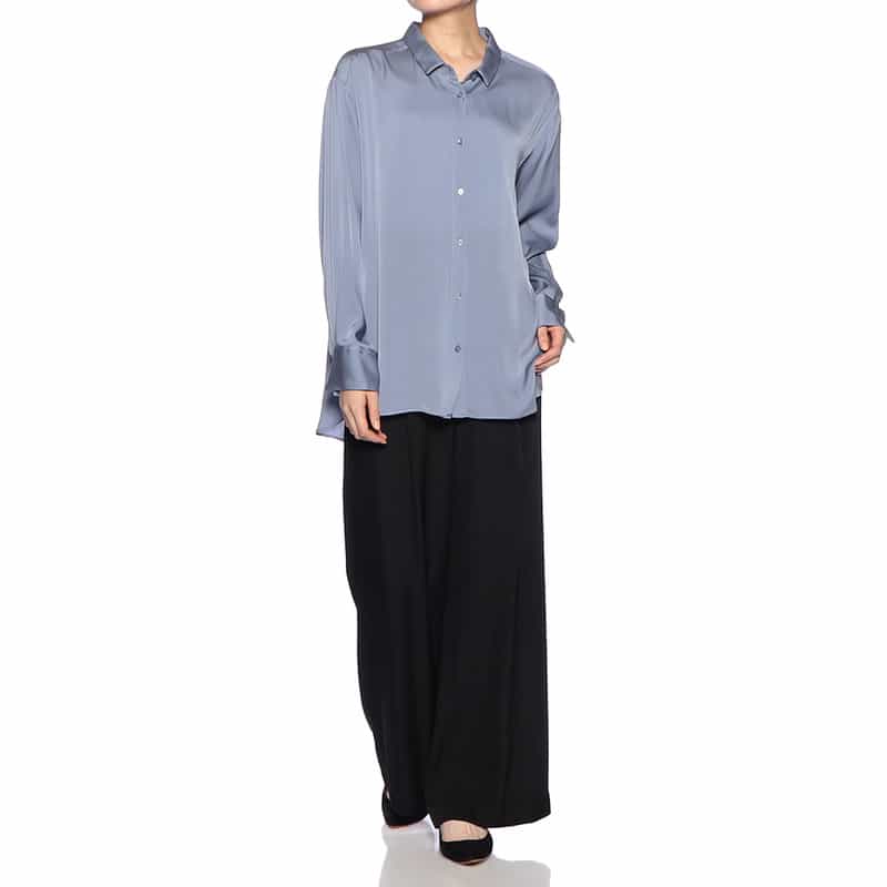 BARNEYS NEW YORK ウォッシャブル ストレッチシャツ BLUE GRAY