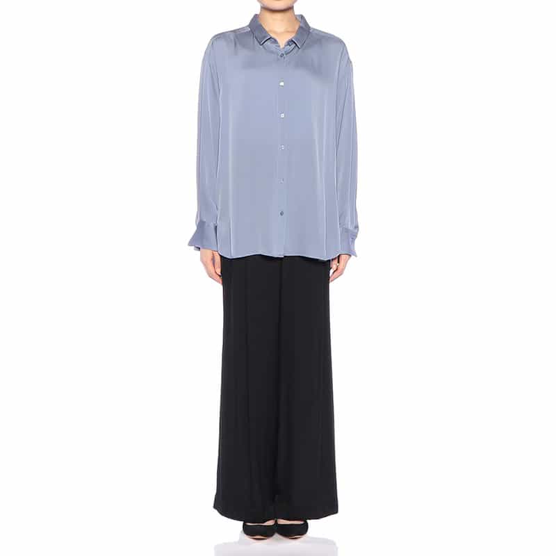 BARNEYS NEW YORK ウォッシャブル ストレッチシャツ BLUE GRAY