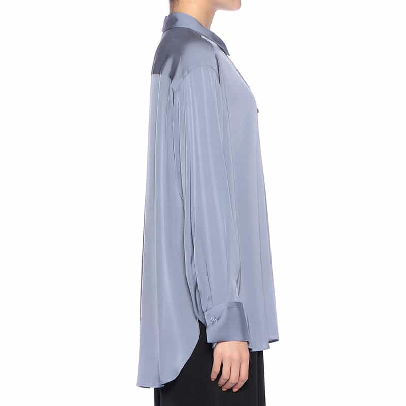 BARNEYS NEW YORK ウォッシャブル ストレッチシャツ BLUE GRAY