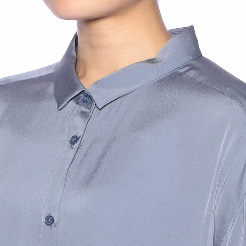BARNEYS NEW YORK ウォッシャブル ストレッチシャツ BLUE GRAY