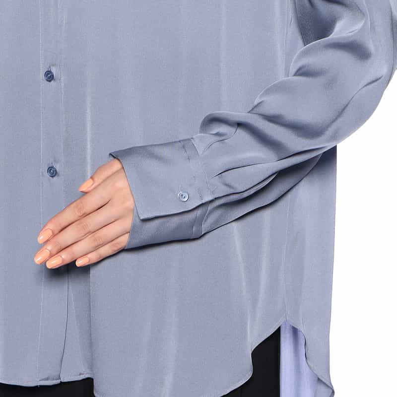 BARNEYS NEW YORK ウォッシャブル ストレッチシャツ BLUE GRAY
