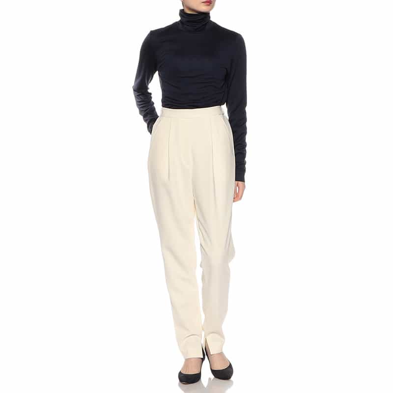 BARNEYS NEW YORK セットアップ ウォッシャブル裾スリット入りテーパードパンツ IVORY