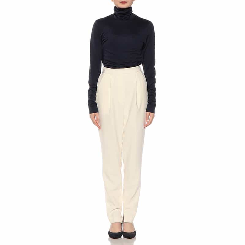 BARNEYS NEW YORK セットアップ ウォッシャブル裾スリット入りテーパードパンツ IVORY