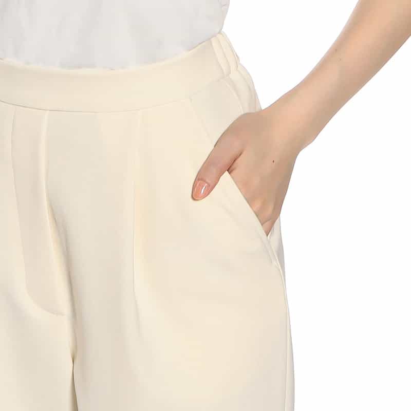 BARNEYS NEW YORK セットアップ ウォッシャブル裾スリット入りテーパードパンツ IVORY