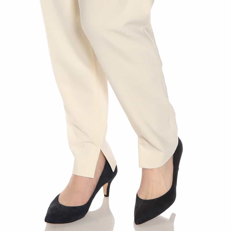 BARNEYS NEW YORK セットアップ ウォッシャブル裾スリット入りテーパードパンツ IVORY