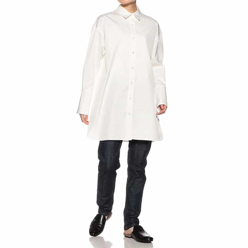 BARNEYS NEW YORK ウォッシャブル オーバーシャツ WHITE