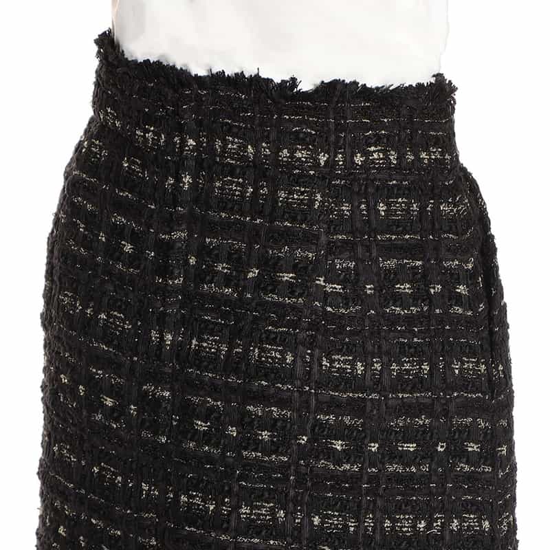 BARNEYS NEW YORK セットアップ ツイードフリンジ スカート BLACK