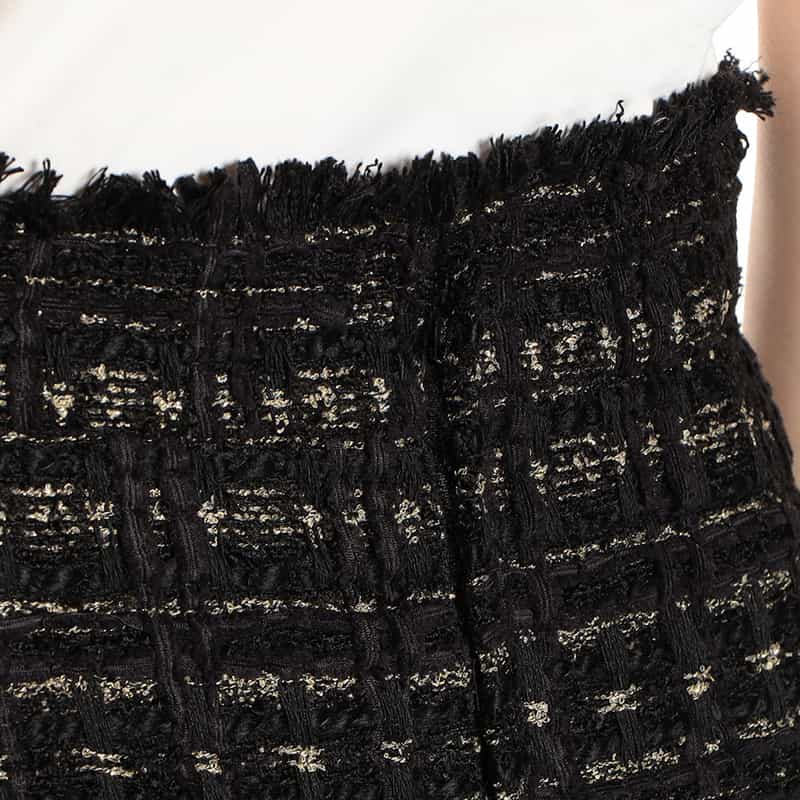 BARNEYS NEW YORK セットアップ ツイードフリンジ スカート BLACK