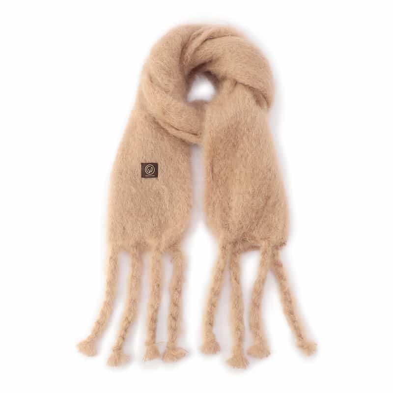 MANTAS EZCARAY フリンジスカーフ CAMEL
