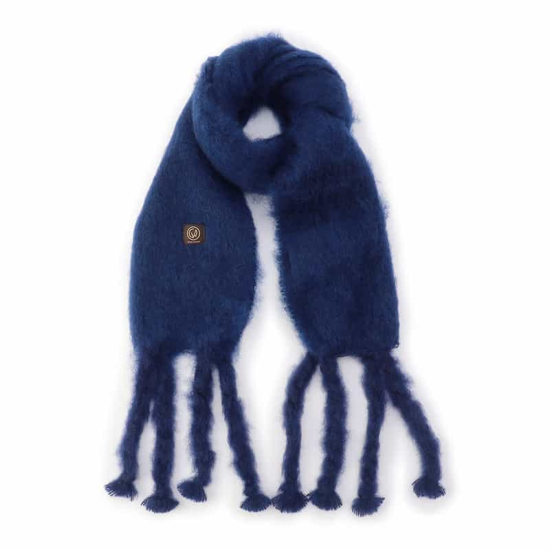 MANTAS EZCARAY フリンジスカーフ NAVY