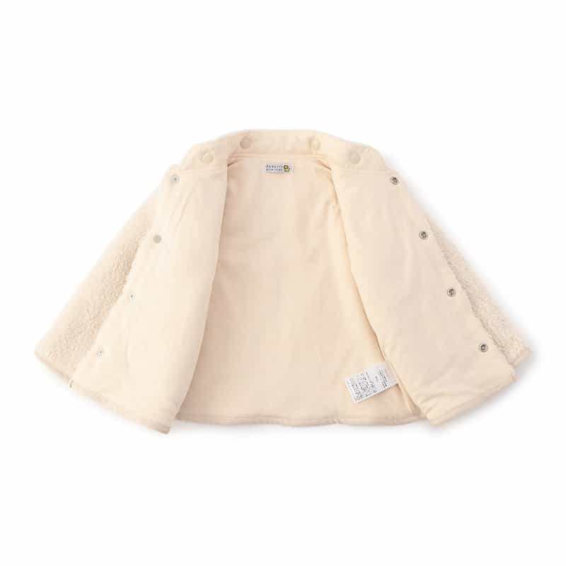 BARNEYS NEW YORK ライオン刺繍 耳付きフード ボアブルゾン IVORY