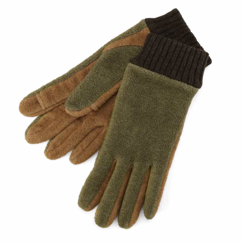 BARNEYS NEW YORK フリース素材バイカラーグローブ KHAKI