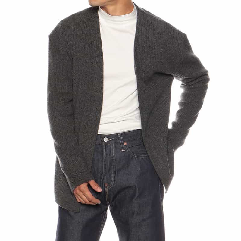 GIM 限定カシミヤVネックカーディガン DARK GRAY