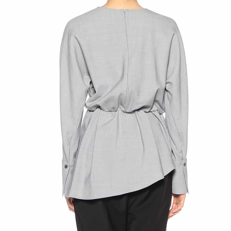 BARNEYS NEW YORK ウォッシャブル ツイストディテールブラウス LIGHT GRAY