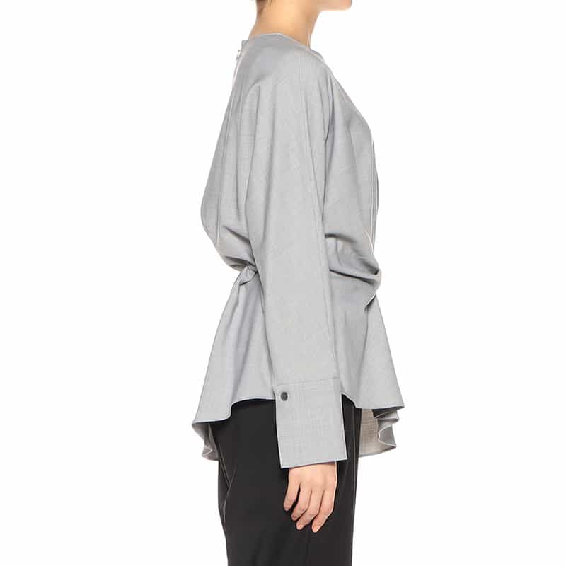 BARNEYS NEW YORK ウォッシャブル ツイストディテールブラウス LIGHT GRAY
