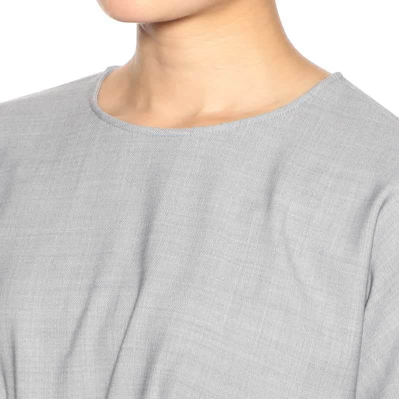 BARNEYS NEW YORK ウォッシャブル ツイストディテールブラウス LIGHT GRAY