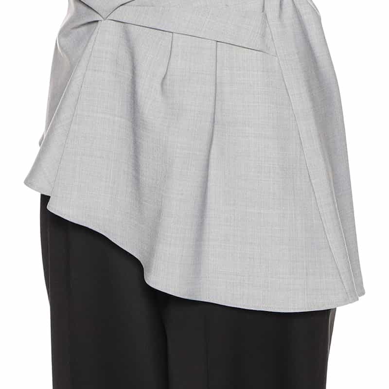 BARNEYS NEW YORK ウォッシャブル ツイストディテールブラウス LIGHT GRAY