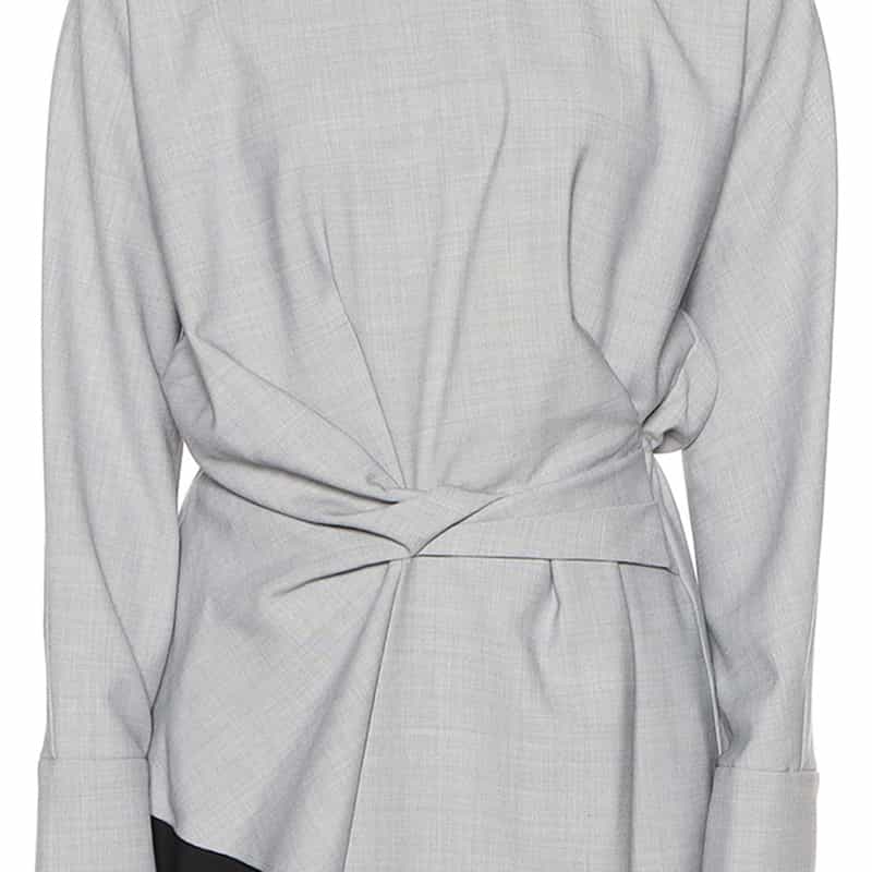 BARNEYS NEW YORK ウォッシャブル ツイストディテールブラウス LIGHT GRAY