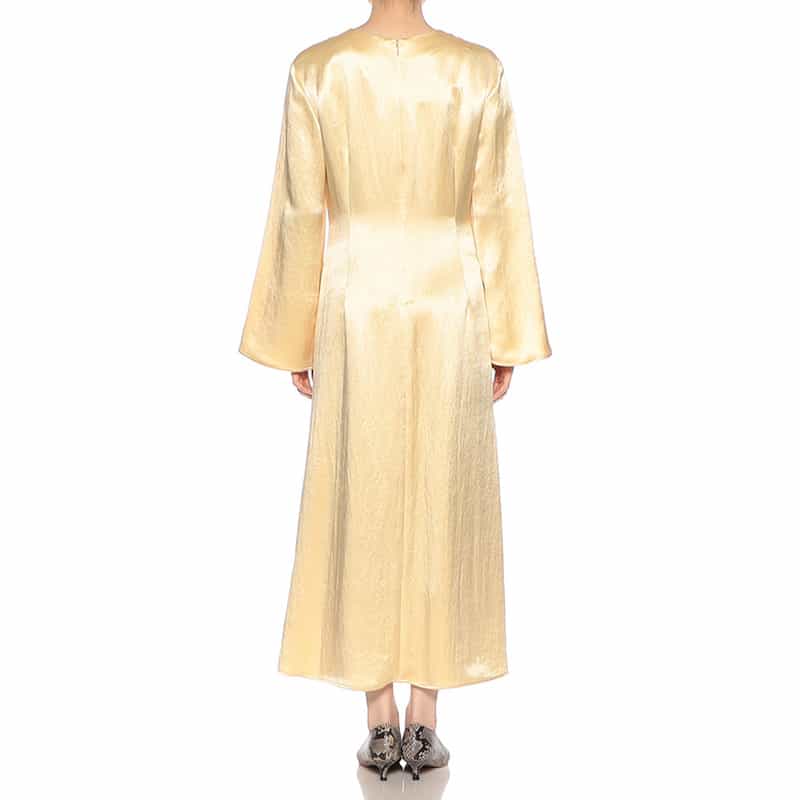 BARNEYS NEW YORK サテン フレアスリーブドレス LIGHT YELLOW