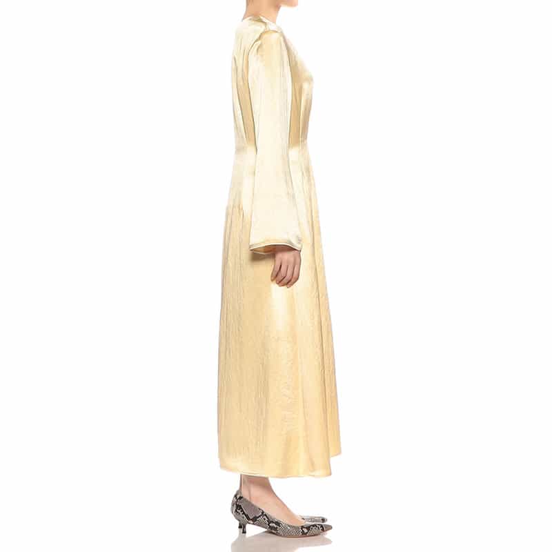 BARNEYS NEW YORK サテン フレアスリーブドレス LIGHT YELLOW