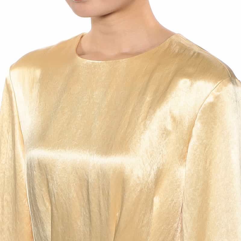 BARNEYS NEW YORK サテン フレアスリーブドレス LIGHT YELLOW