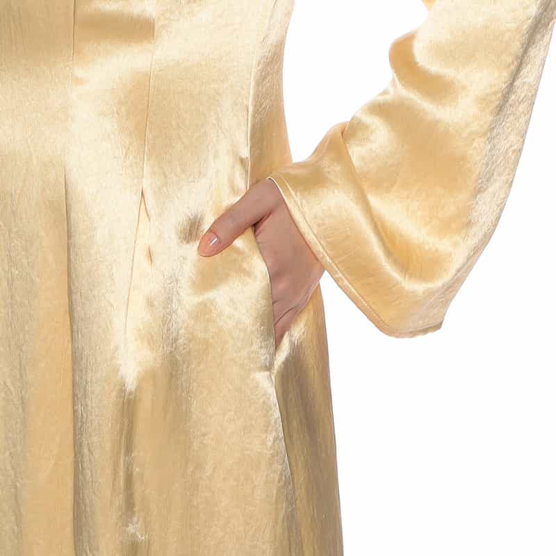 BARNEYS NEW YORK サテン フレアスリーブドレス LIGHT YELLOW