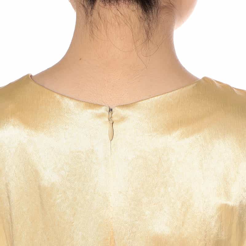 BARNEYS NEW YORK サテン フレアスリーブドレス LIGHT YELLOW