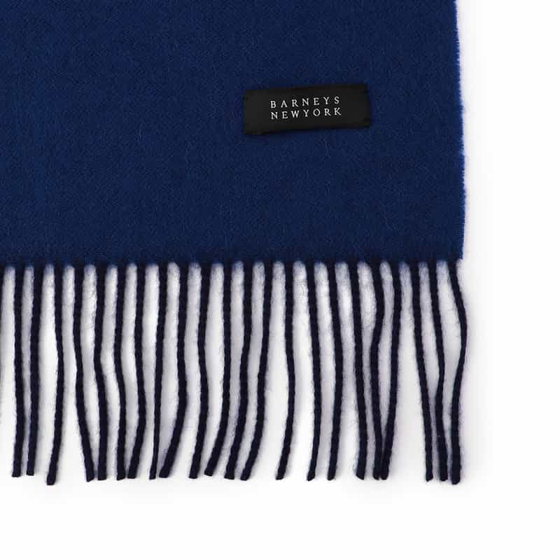 BARNEYS NEW YORK セミリバーシブルカシミヤスカーフ BLUE