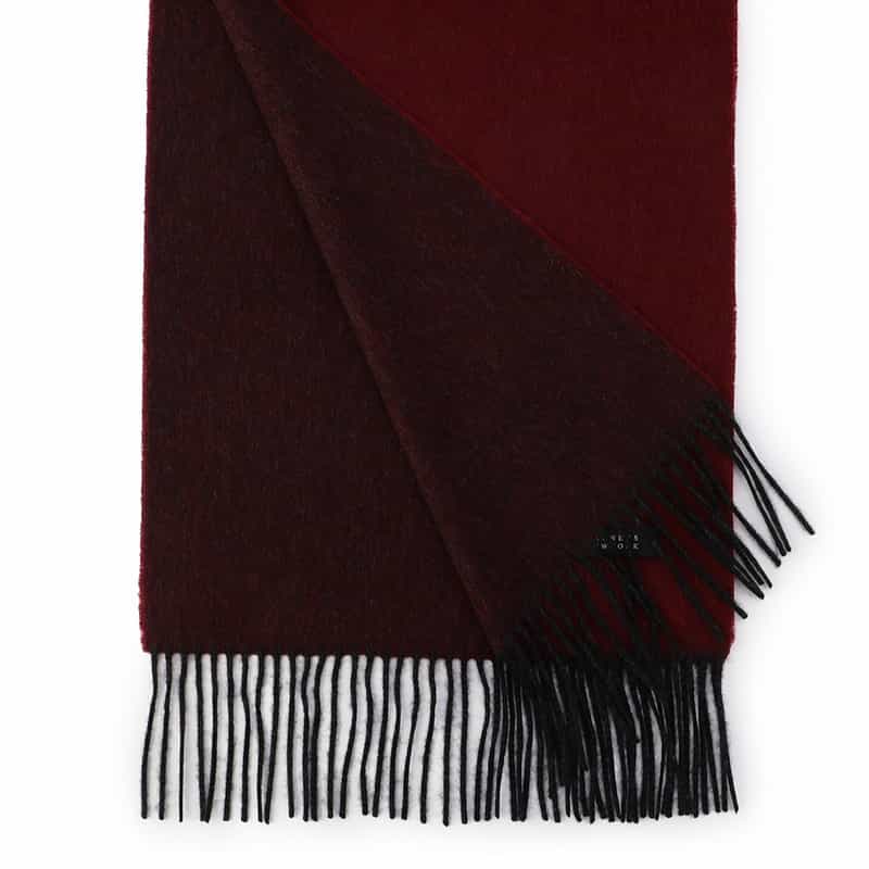 BARNEYS NEW YORK セミリバーシブルカシミヤスカーフ WINE