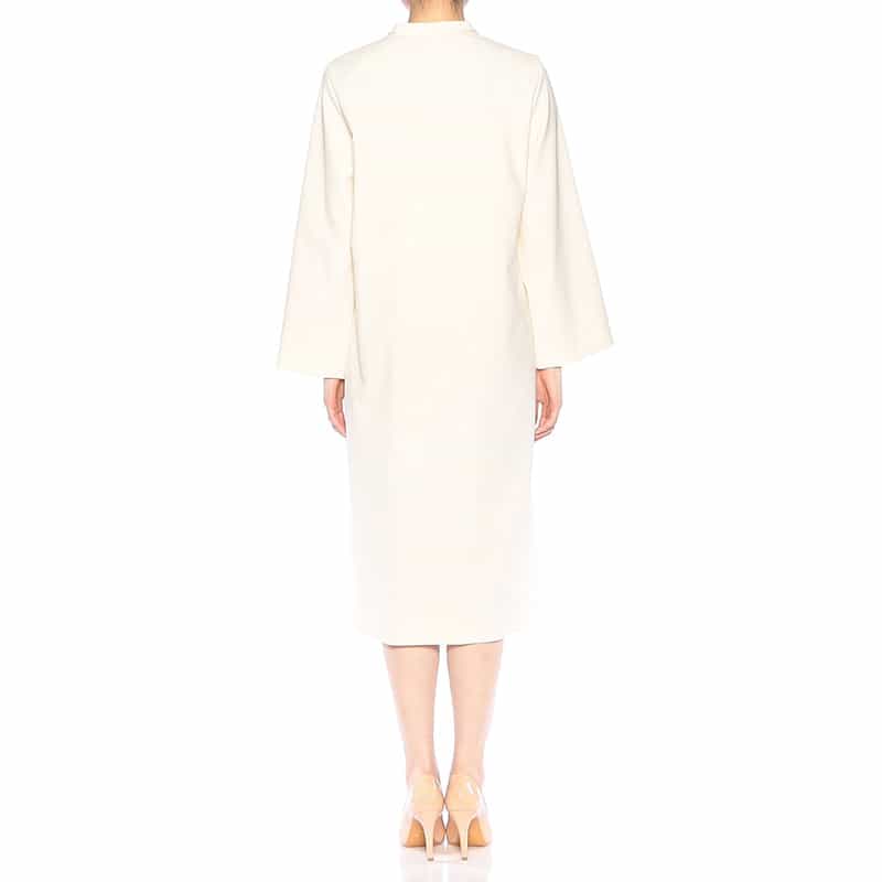 BARNEYS NEW YORK セットアップ ウォッシャブル ネックリボン付きフレアスリーブドレス IVORY
