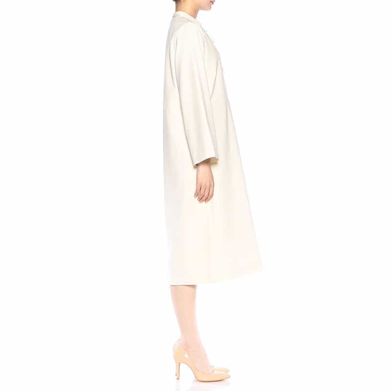 BARNEYS NEW YORK セットアップ ウォッシャブル ネックリボン付きフレアスリーブドレス IVORY