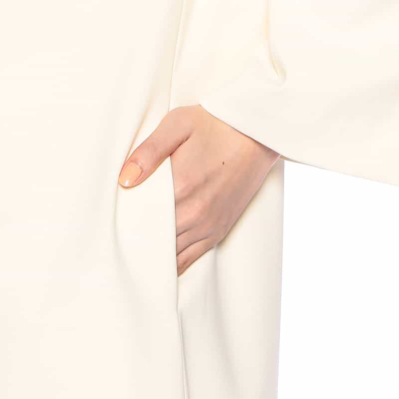 BARNEYS NEW YORK セットアップ ウォッシャブル ネックリボン付きフレアスリーブドレス IVORY
