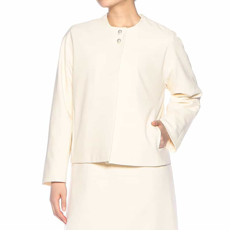 BARNEYS NEW YORK セットアップ ウォッシャブル パールボタン付きジャケット IVORY