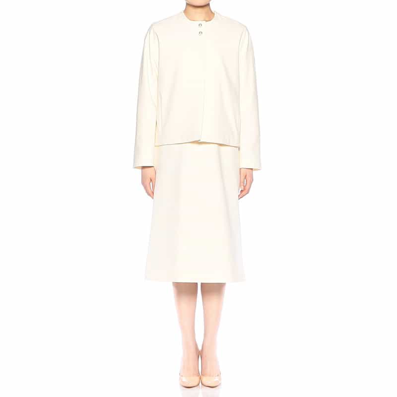 BARNEYS NEW YORK セットアップ ウォッシャブル パールボタン付きジャケット IVORY