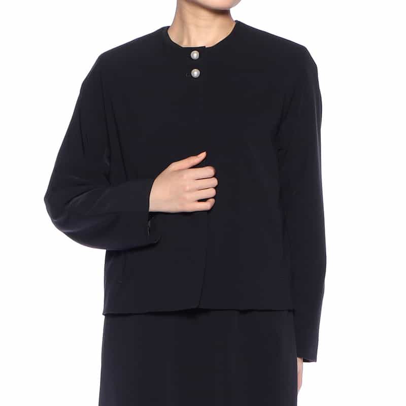 BARNEYS NEW YORK セットアップ ウォッシャブル パールボタン付きジャケット NAVY