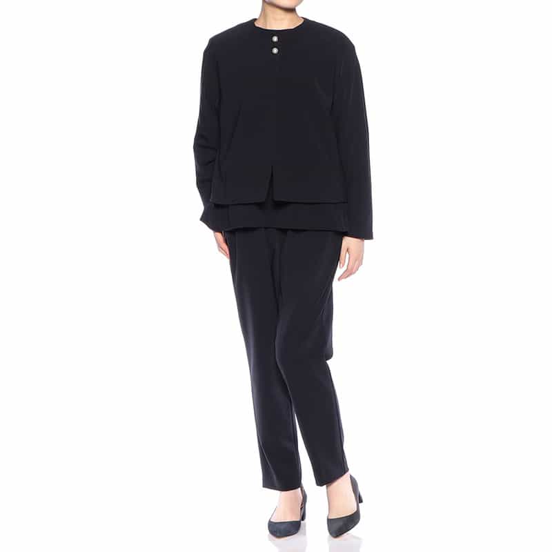 BARNEYS NEW YORK セットアップ ウォッシャブル パールボタン付きジャケット NAVY