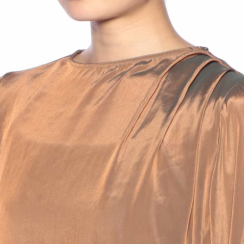 BARNEYS NEW YORK ウォッシャブル シアー素材ドレープブラウス (キャミソール付き) BROWN